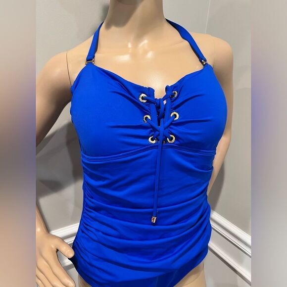 NWT Lauren Ralph Lauren Beach Club Solids Laced Bandeau One-Piece - Picture 7 of 9